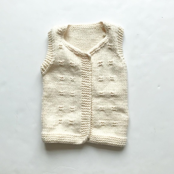 Handmade Other - Handknit cream sweater vest fits 5-6Y